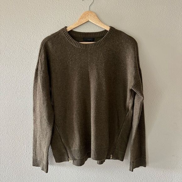J Crew 100% Wool Olive Green Crewneck Sweater Size S - Picture 1 of 7